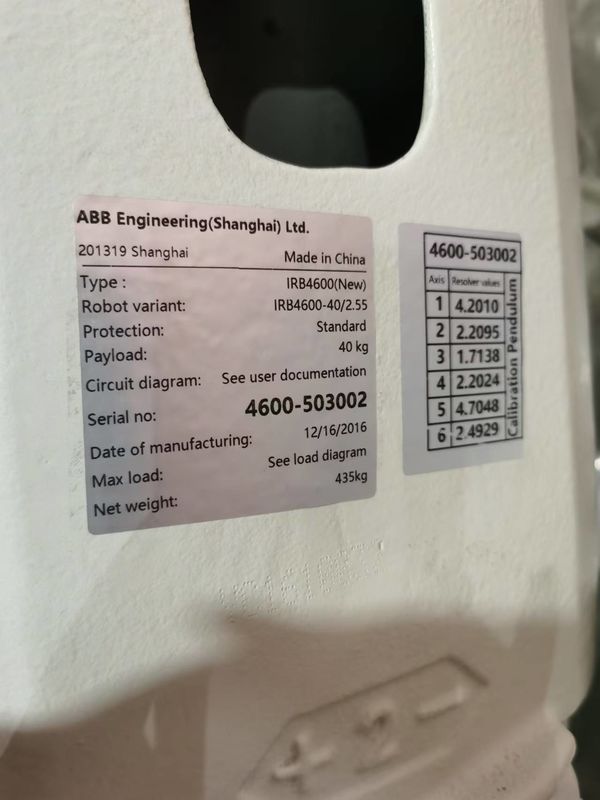 ABB IRB 4600-40/2.55 로봇 2550mm 40kg의 실량까지 도달 IP 67 다재다능 자동화를 위해 사용자 정의