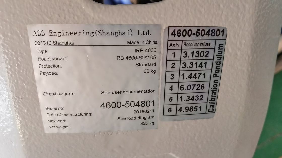 IRB 4600-60/2.05 6 축 로봇 팔 60kg 유료 부하 및 2050mm 도달 추가 제조 조립 분배 마무리